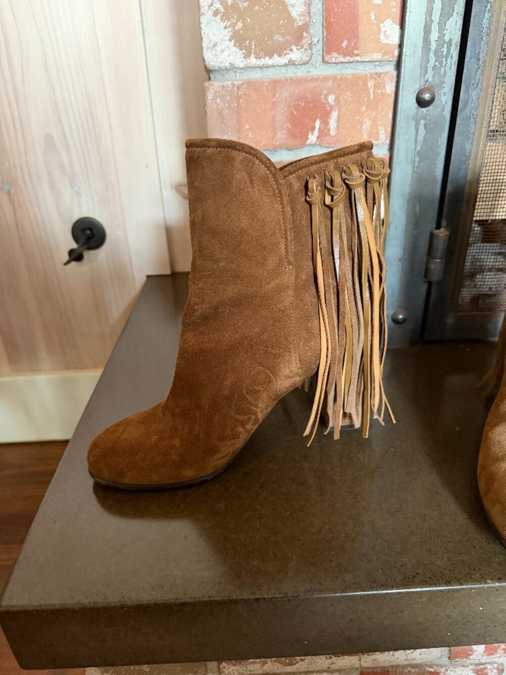 Etro Suede Boots with Fringe Detail and Chunky Heel